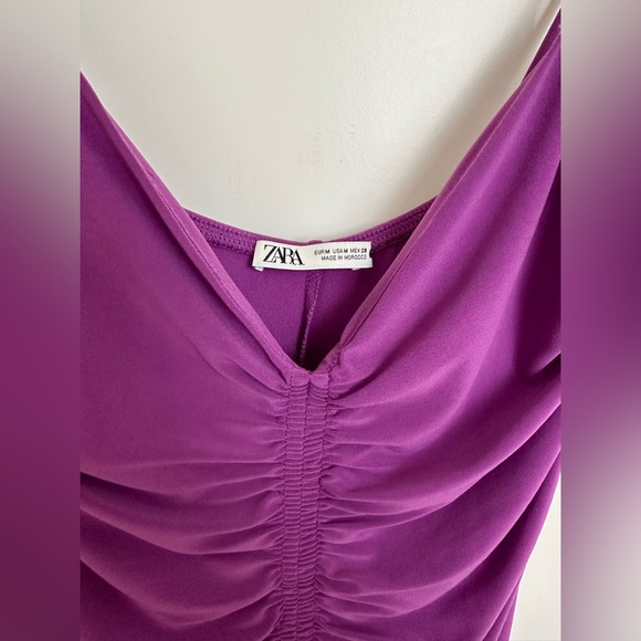 Zara Midi Dress with Ruching in Purple | M - Picture 5 of 6